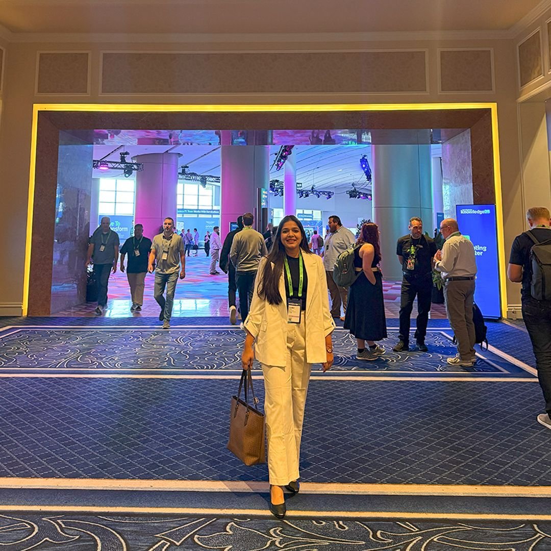 Surbhi Rawat at the entrance to the ServiceNow Knowledge show floor