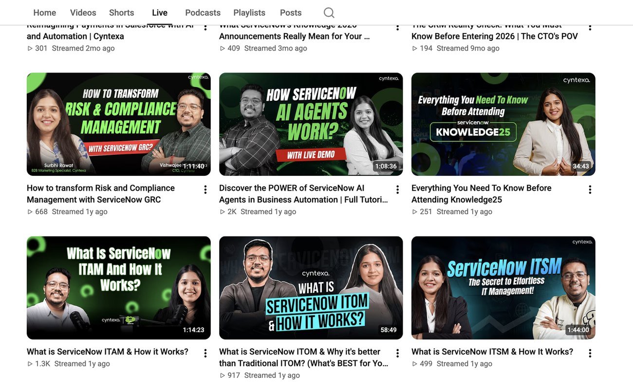 The webinar library on the company channel, co-hosted session by session